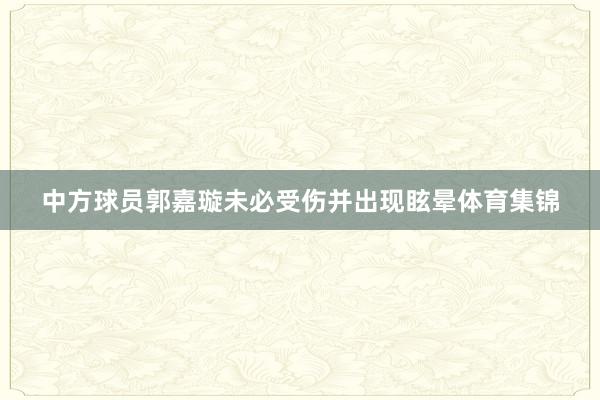 中方球员郭嘉璇未必受伤并出现眩晕体育集锦